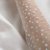 Csillogó glitter pöttyös tüll - OFF-WHITE